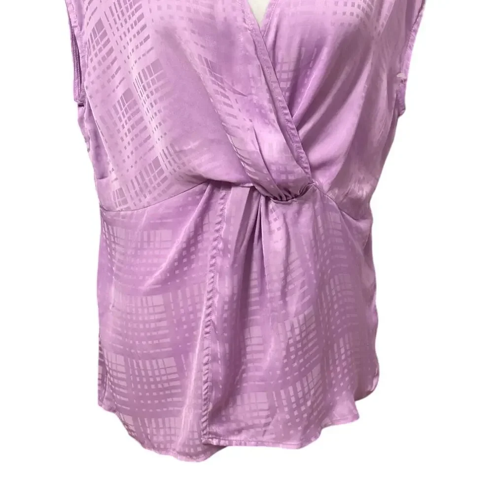 Halogen Twist Front Blouse Sleeveless Plunging V Neckline Purple Women's 1X NWOT